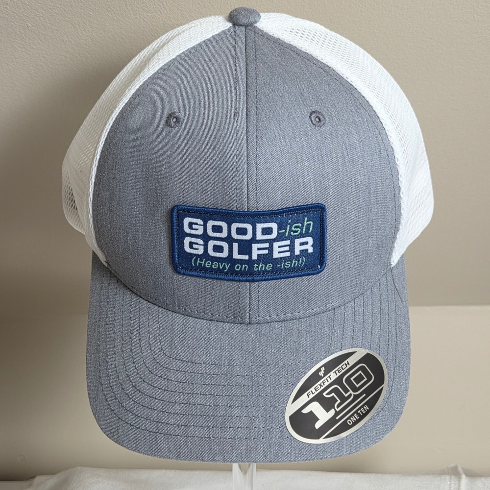 Life Is Sports GIG Good-ish Golfer Hat Mens Gray White Trucker Snapback Golf Cap
